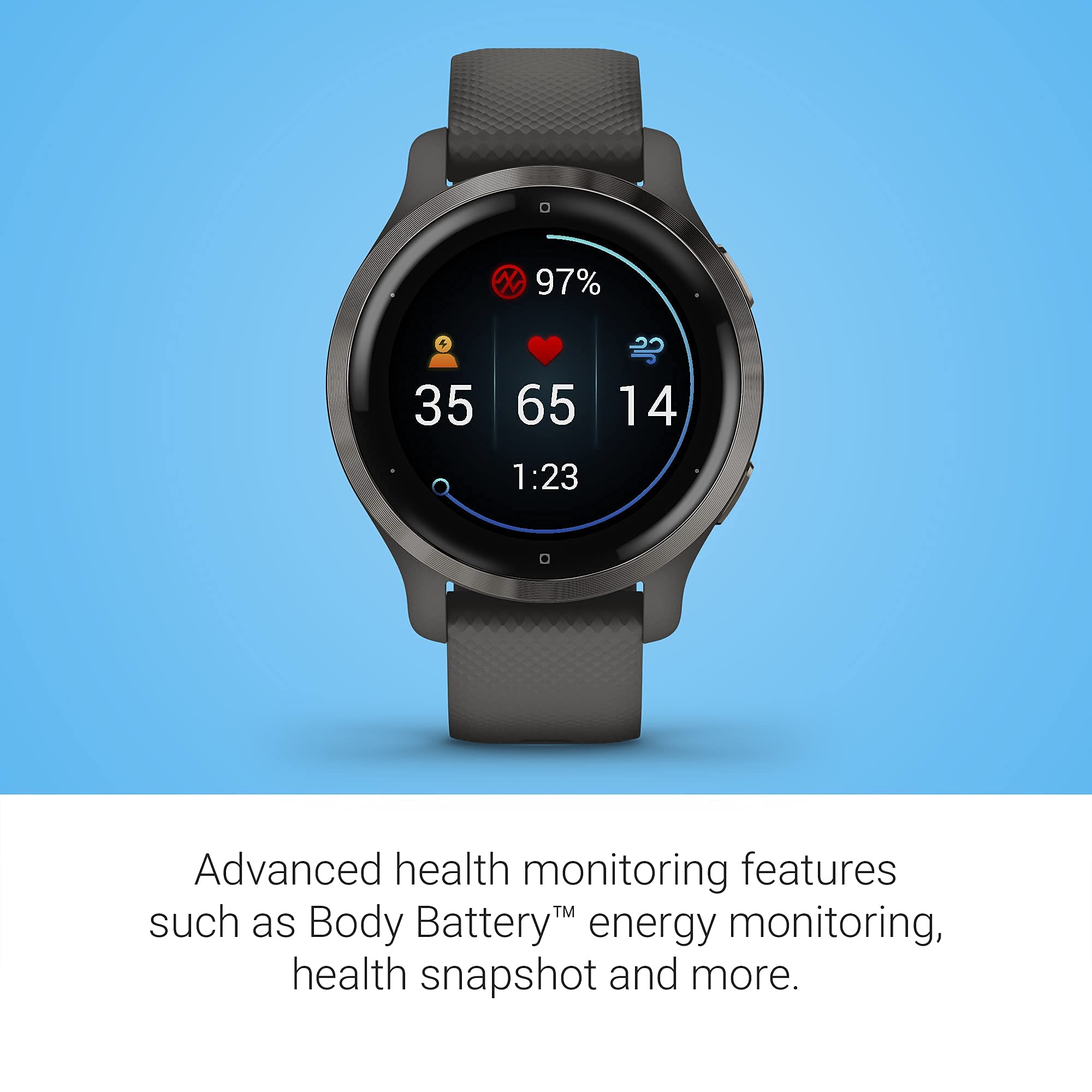 Garmin Venu 2S GPS Smartwatch 28mm Fiber-Reinforced Polymer - 010-02429-00