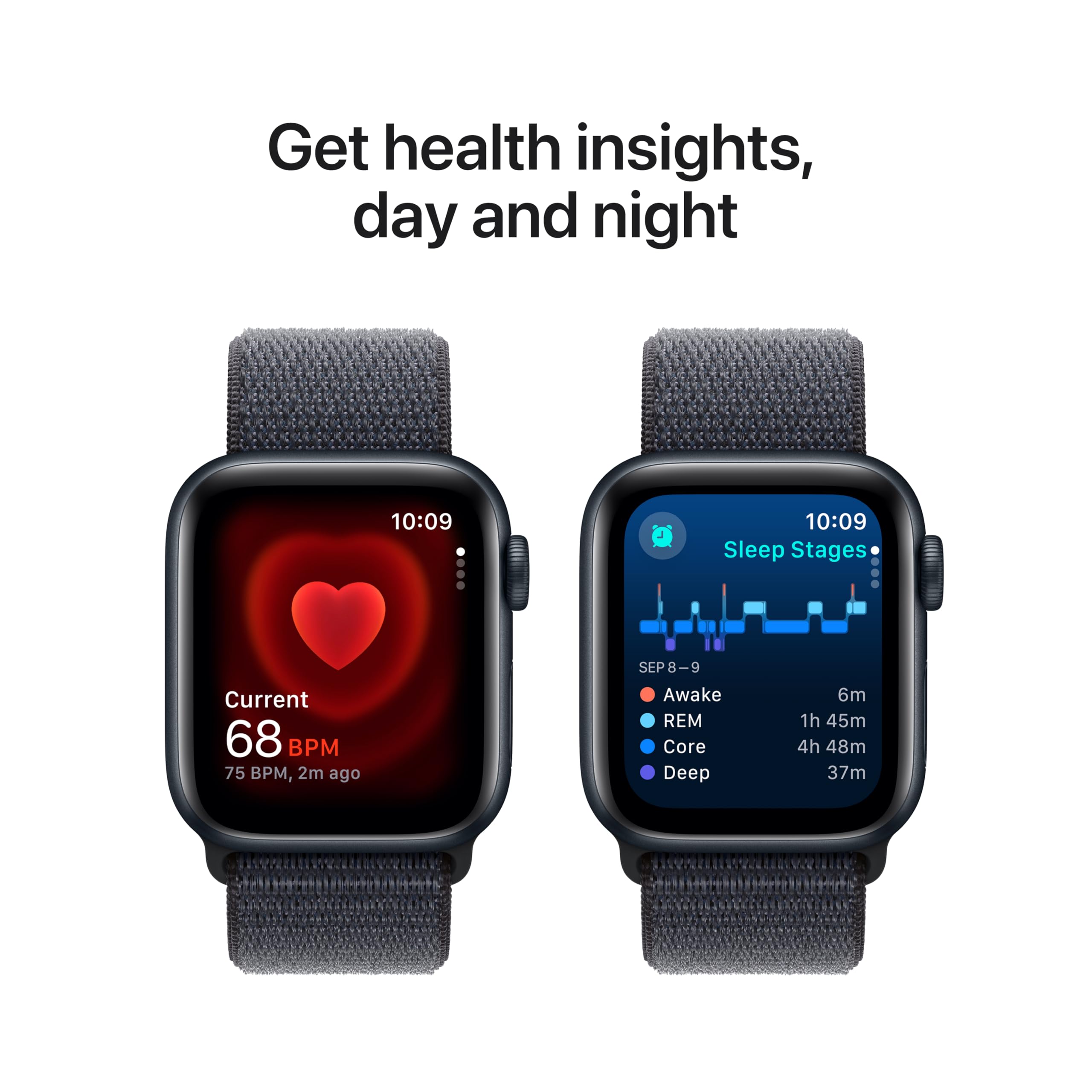 Apple Watch SE 2nd Gen (GPS) 40mm Aluminum Case with Ink Sport Loop - Midnight - (2024) - MXEA3LL/A