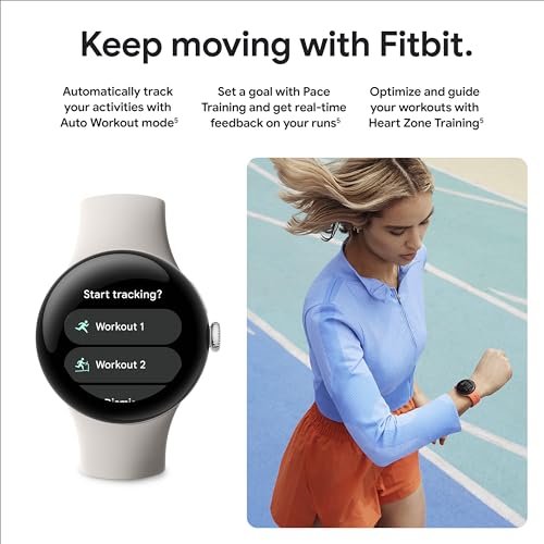 Google Pixel Watch 2 - Polished Silver Case with Bay Active Band - Wi-Fi - GA05032-US