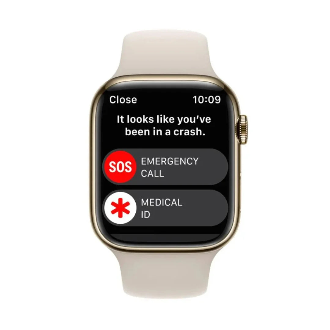 Apple Watch Series 8 GPS + Cellular 45mm Gold Stainless Steel Case with Starlight Sport Band - M/L - MNW03LL/A