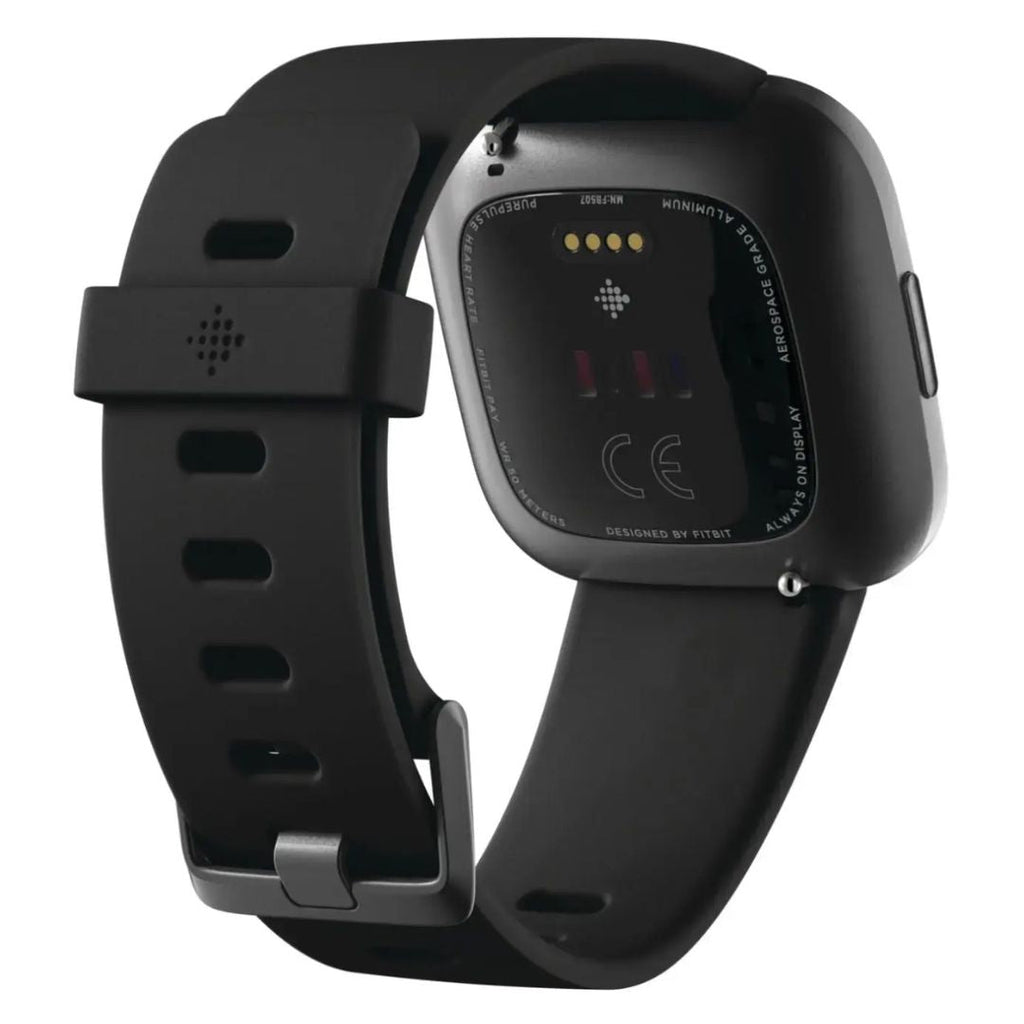 Fitbit Versa 2 - 40mm Aluminum Case - Carbon w Black Silicone Band - FB507BKBK