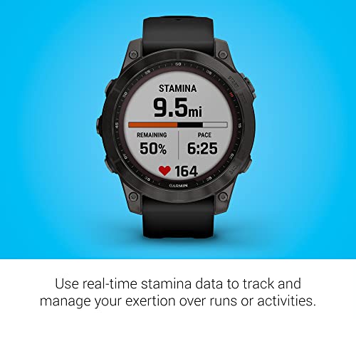Garmin Fenix 7 Sapphire Solar GPS Smartwatch - 47mm - Carbon Gray DLC Titanium w/ Black Band