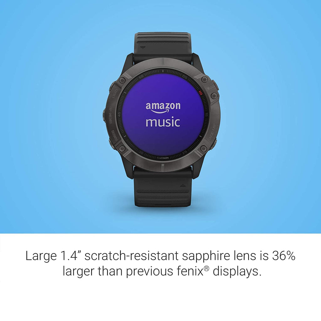 Garmin - fenix 6X Sapphire Smartwatch 51mm - Black DLC Leather Band - 010-02157-13