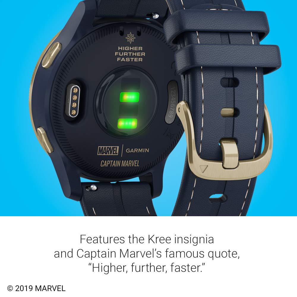 Garmin - Legacy Hero Series Captain Marvel Smartwatch 40mm Fiber - Danvers Blue - 010-02172-41