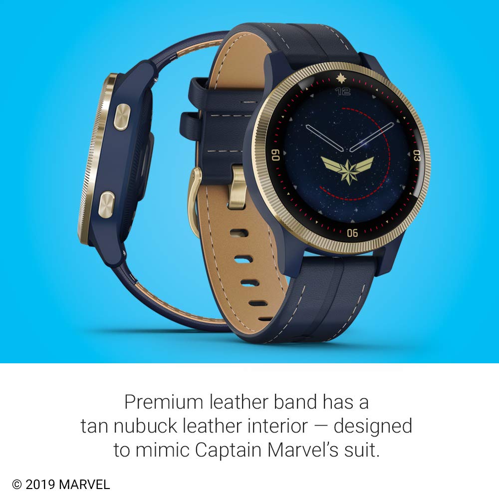 Garmin - Legacy Hero Series Captain Marvel Smartwatch 40mm Fiber - Danvers Blue - 010-02172-41