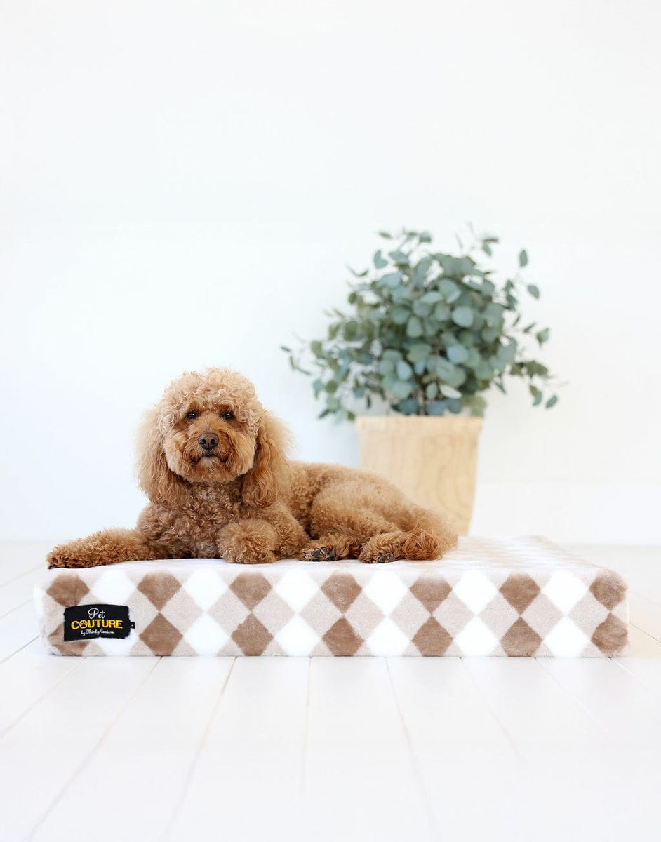 Brown Argyle Pet Crate Pad COVER ONLY