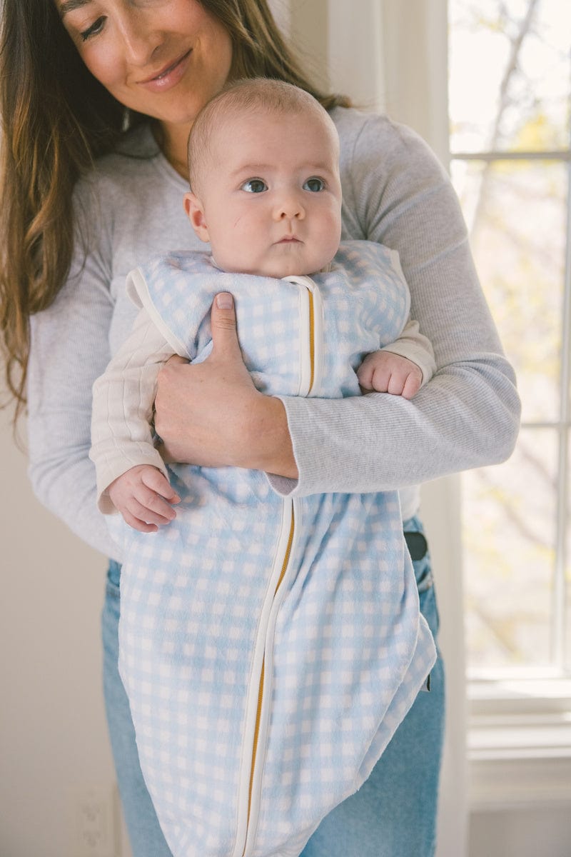 Dusty Blue Gingham Wearable Minky Blanket