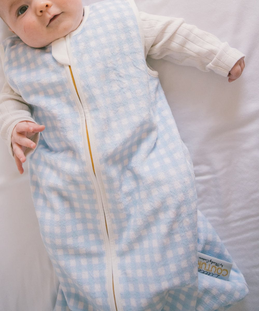 Dusty Blue Gingham Wearable Minky Blanket