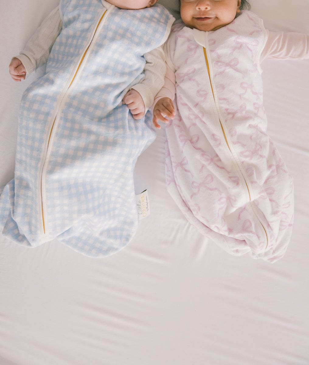 Dusty Blue Gingham Wearable Minky Blanket