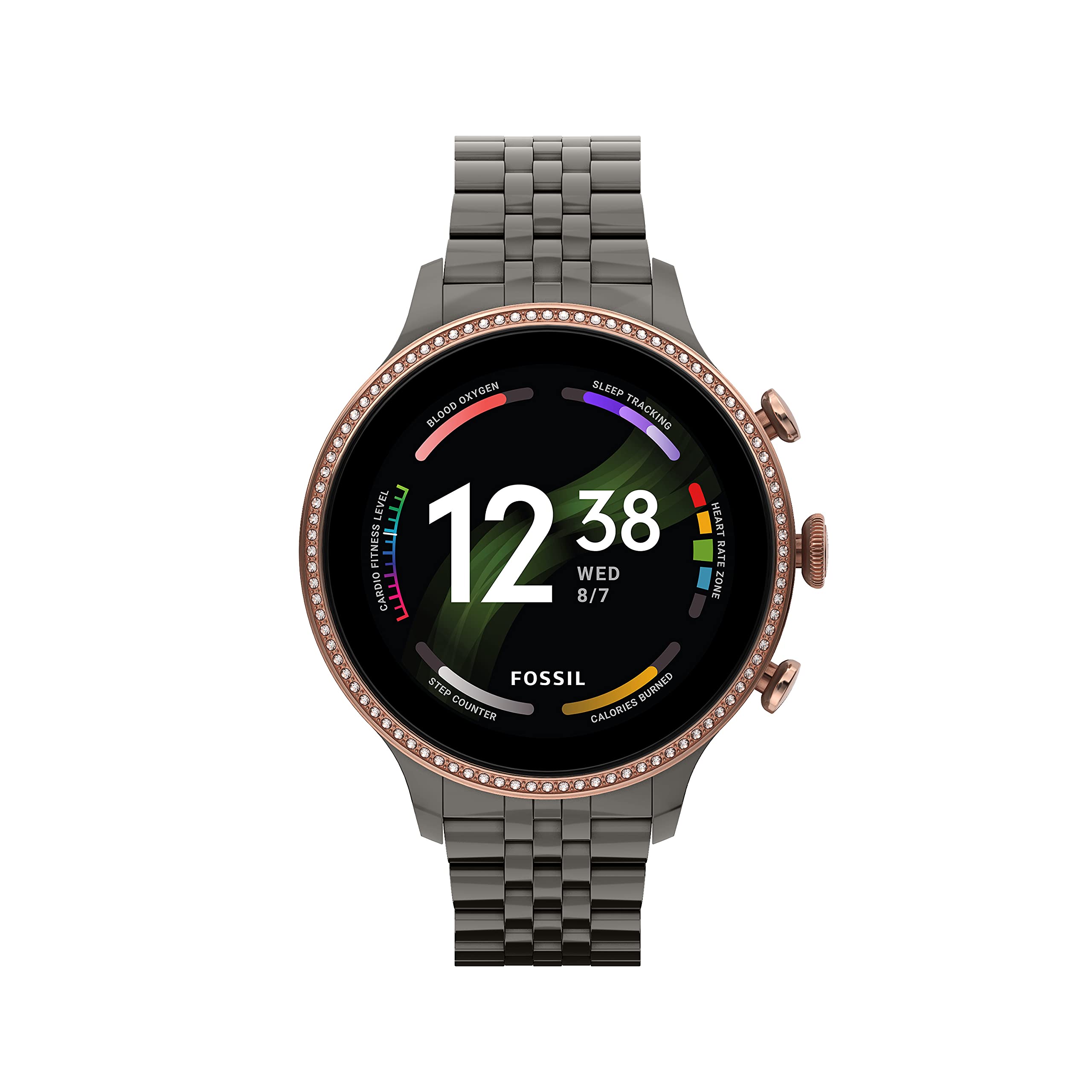 Fossil - Gen 6 Smartwatch 42mm Gunmetal Stainless Steel - Gunmetal/Rose Gold - FTW6078V