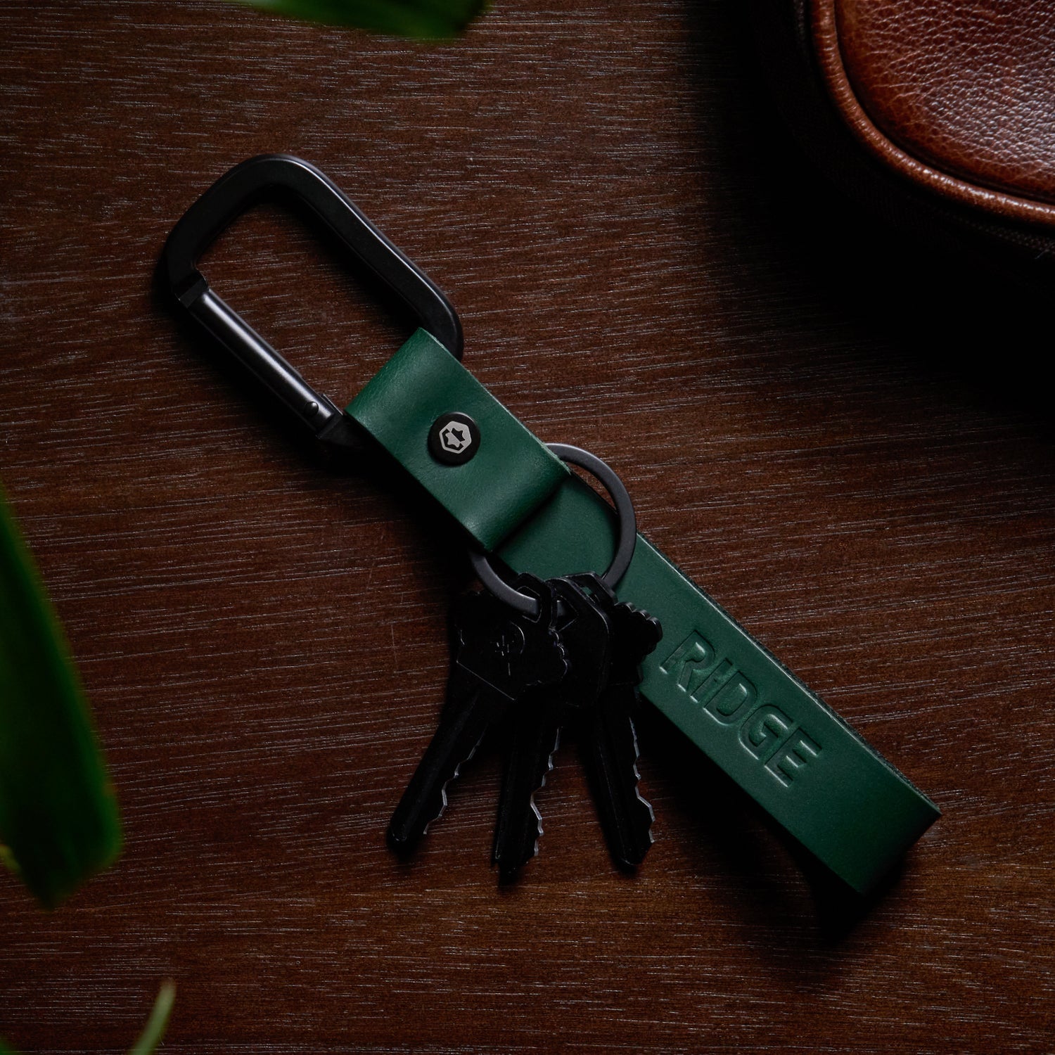 Everyday Keychain - Hunter Green Leather