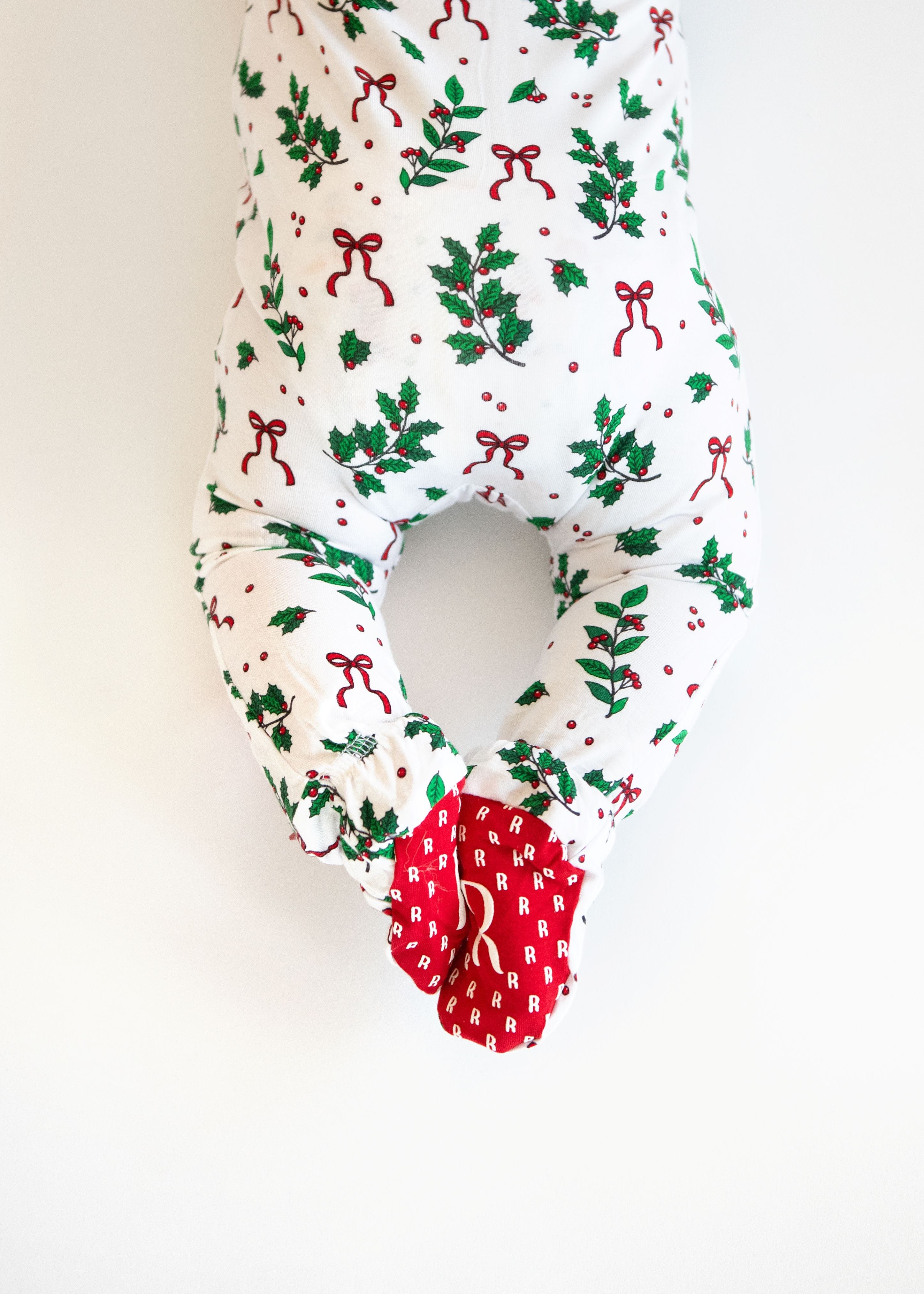 Infant Unisex Zipper Footie - Holiday Bow