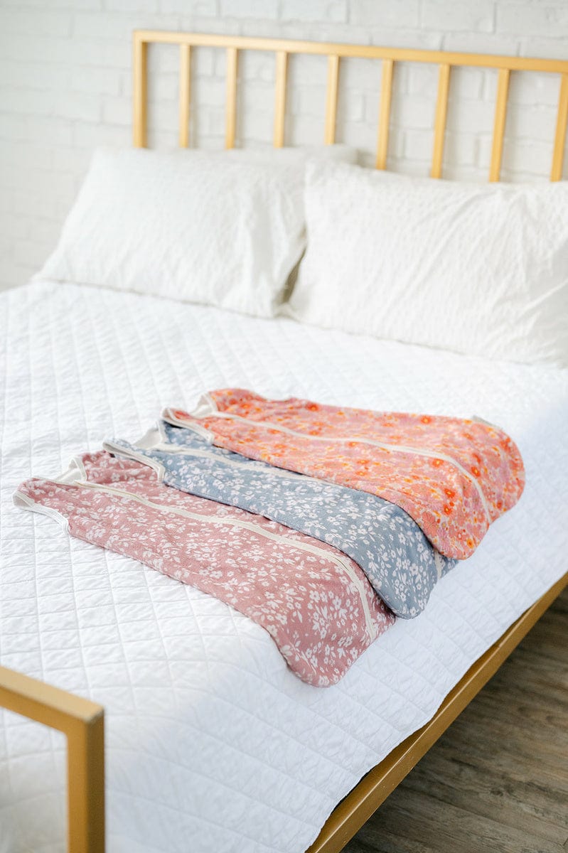 Dainty Floral Pink Wearable Minky Blanket