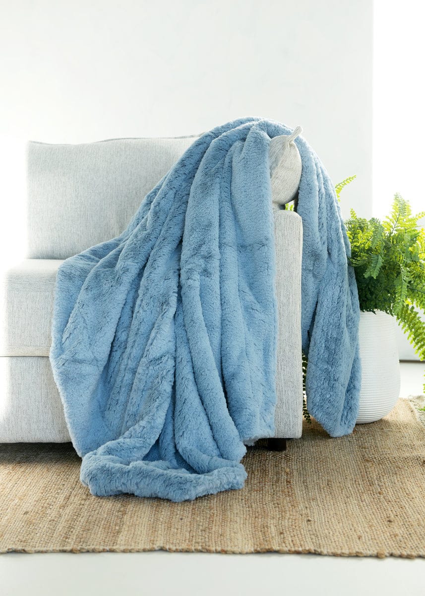 Feathers Blue Fog Blanket - Final Sale