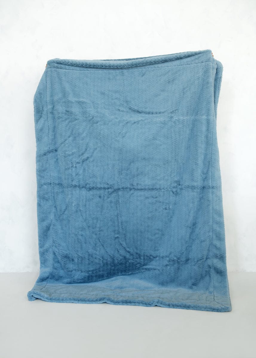 Feathers Blue Fog Blanket - Final Sale