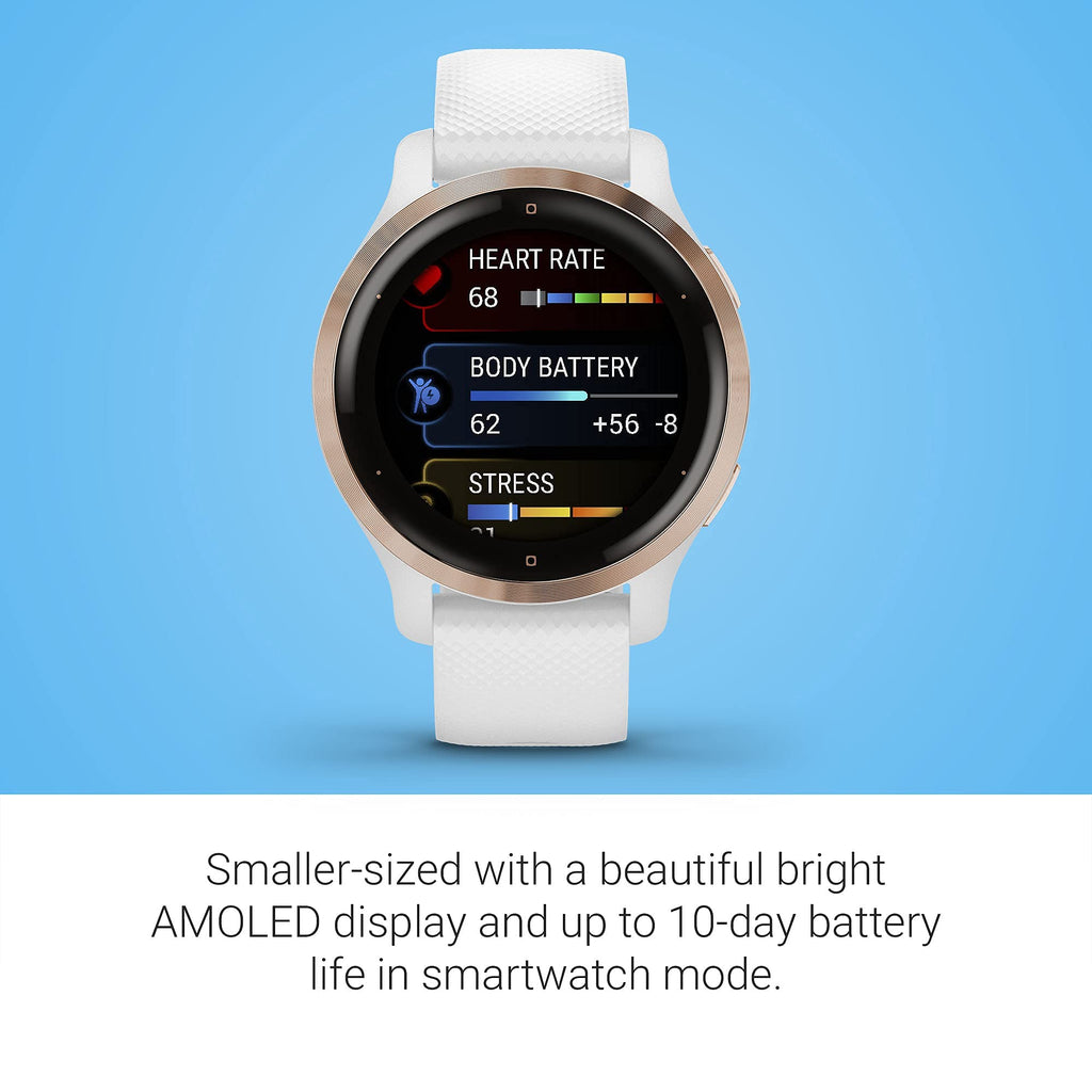 Garmin - Venu 2S GPS Smartwatch 28mm  Polymer Rose Gold Bezel with White Case - 010-02429-03