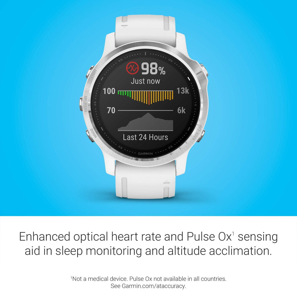 Garmin fenix 6S Smartwatch 42mm Polymer -White with White Silicone Band - 010-02159-00