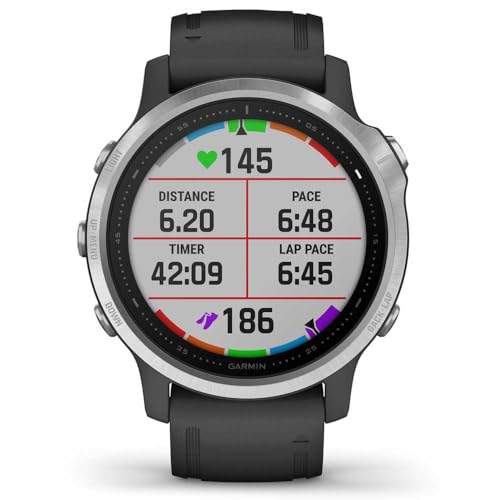 Garmin f?nix 6S GPS Smartwatch 30mm - Silver w/ Black Silicone Band - 010-02159-01