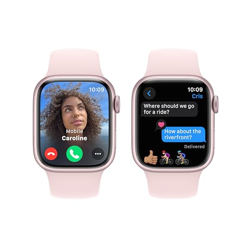 Apple Watch Series 9 GPS 41mm Pink Aluminum Case w/ Light Pink Sport Band (S/M) - MR933LW/A