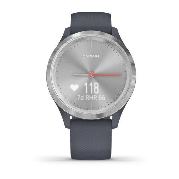 Garmin vivomove 3s Hybrid Smartwatch Silver with Granite Blue Bnad - 010-02238-00