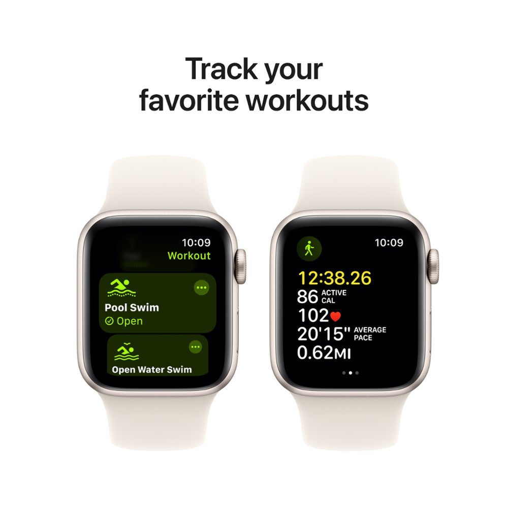 Apple Watch SE 2nd Generation (GPS) 40mm Aluminum Case with Starlight Sport Band - S/M - Starlight -