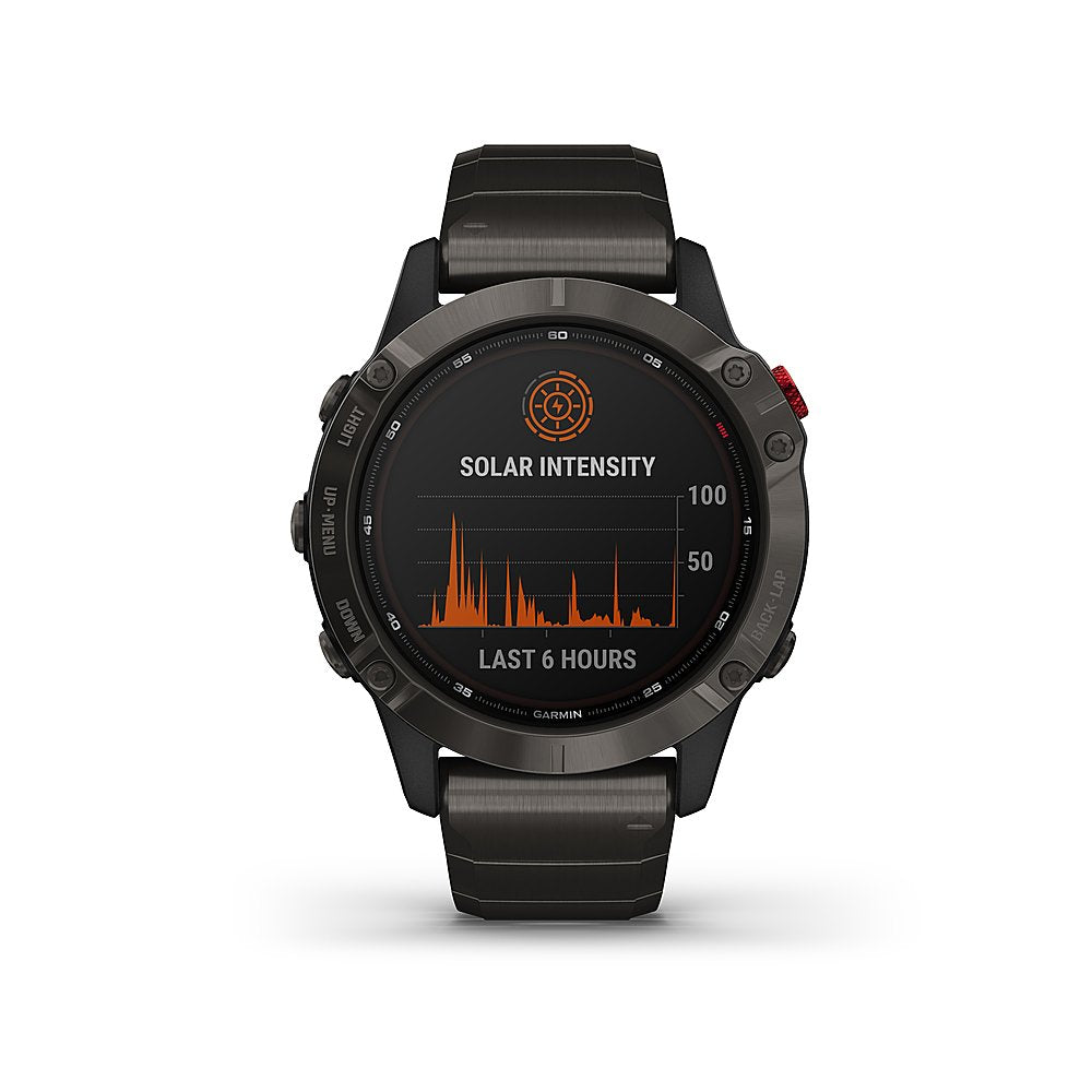 Garmin - f?nix 6 Pro Solar GPS Smartwatch 47mm Stainless Steel - Titanium Carbon Gray DLC