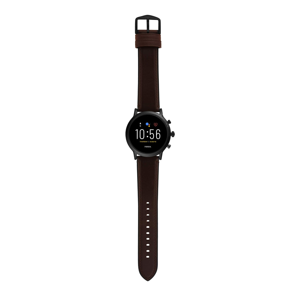 Fossil - Gen 5 Smartwatch 44mm Stainless Steel - Black with Brown Leather Band - FTW4026